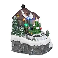 Northlight 5.5in Led Lighted And Animated House With Train Piece Lighted Christmas Village