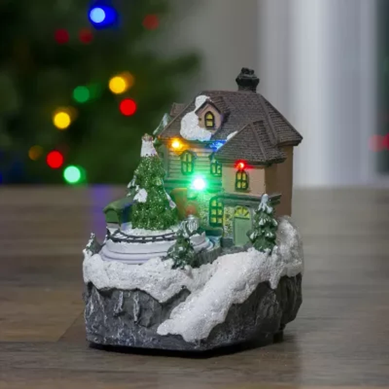 Northlight 5.5in Led Lighted And Animated House With Train Piece Lighted Christmas Village