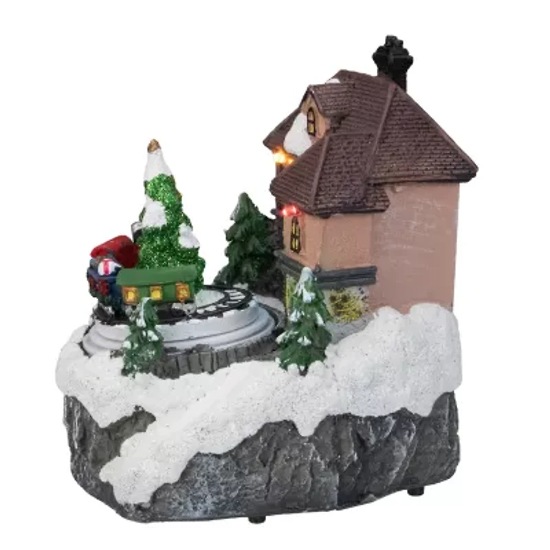 Northlight 5.5in Led Lighted And Animated House With Train Piece Lighted Christmas Village