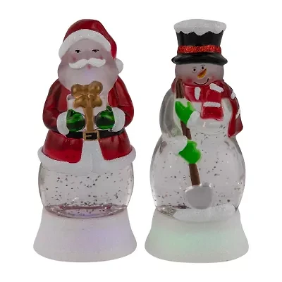 Northlight Led Lighted Color Changing Santa And Snowman Acrylic S - 6.25in - Set Of 2 Christmas Snow Globe