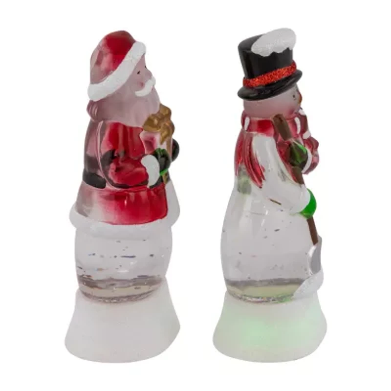 Northlight Led Lighted Color Changing Santa And Snowman Acrylic S - 6.25in - Set Of 2 Christmas Snow Globe