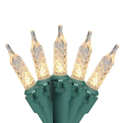 Northlight 200 Clear Led Faceted M5 - 62ft Green Wire String Lights