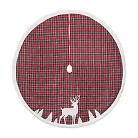 Northlight 48in Red And Black Plaid Reindeer Indoor Tree Skirt