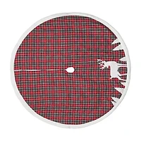 Northlight 48in Red And Black Plaid Reindeer Indoor Tree Skirt