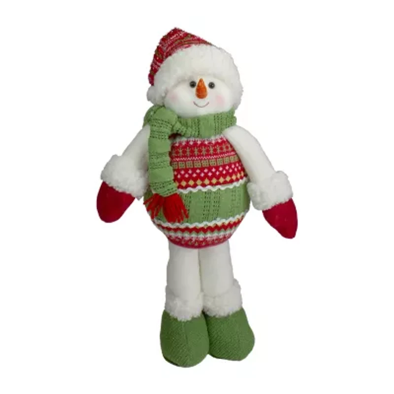Northlight 17.5in Red And Green Jolly Plush Snowman Christmas Figurine