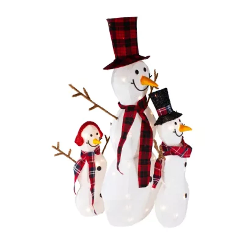 Northlight Lighted Tinsel Snowmen Family - Clear Lights