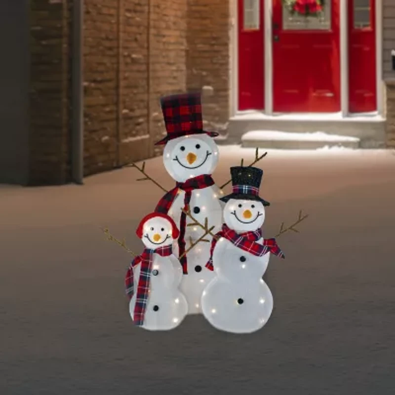 Northlight Lighted Tinsel Snowmen Family - Clear Lights