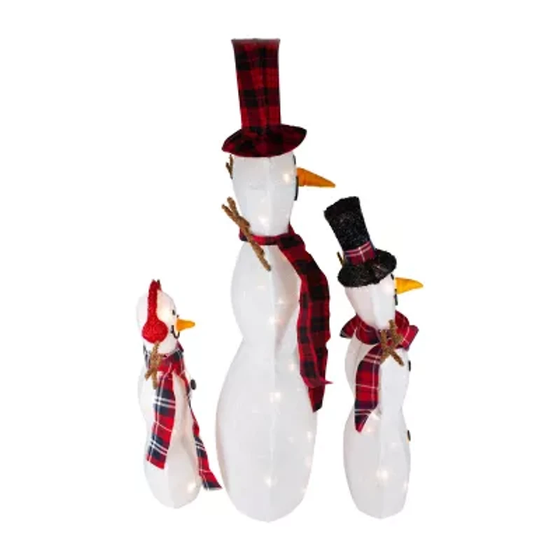 Northlight Lighted Tinsel Snowmen Family - Clear Lights
