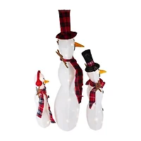 Northlight Lighted Tinsel Snowmen Family - Clear Lights