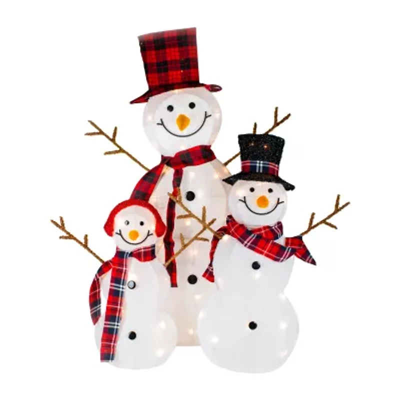 Northlight Lighted Tinsel Snowmen Family - Clear Lights