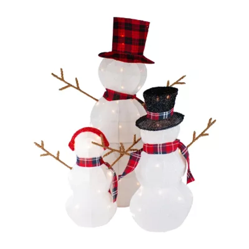 Northlight Lighted Tinsel Snowmen Family - Clear Lights