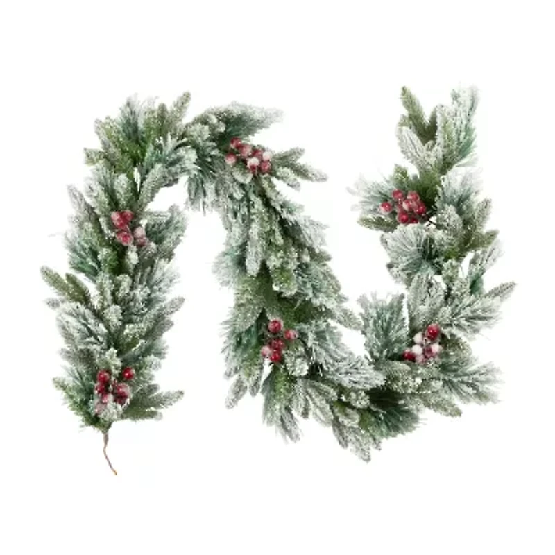 Northlight Flocked Calloway Fir With Berries - 7ft X 12in - Unlit Christmas Indoor Garland