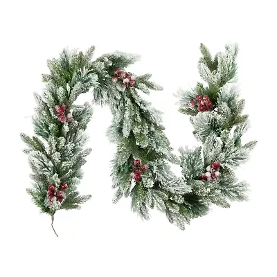Northlight Flocked Calloway Fir With Berries - 7ft X 12in - Unlit Christmas Indoor Garland