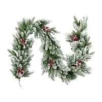 Northlight Flocked Calloway Fir With Berries - 7ft X 12in - Unlit Christmas Indoor Garland