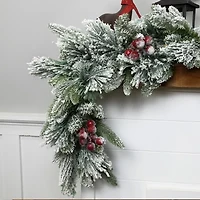 Northlight Flocked Calloway Fir With Berries - 7ft X 12in - Unlit Christmas Indoor Garland