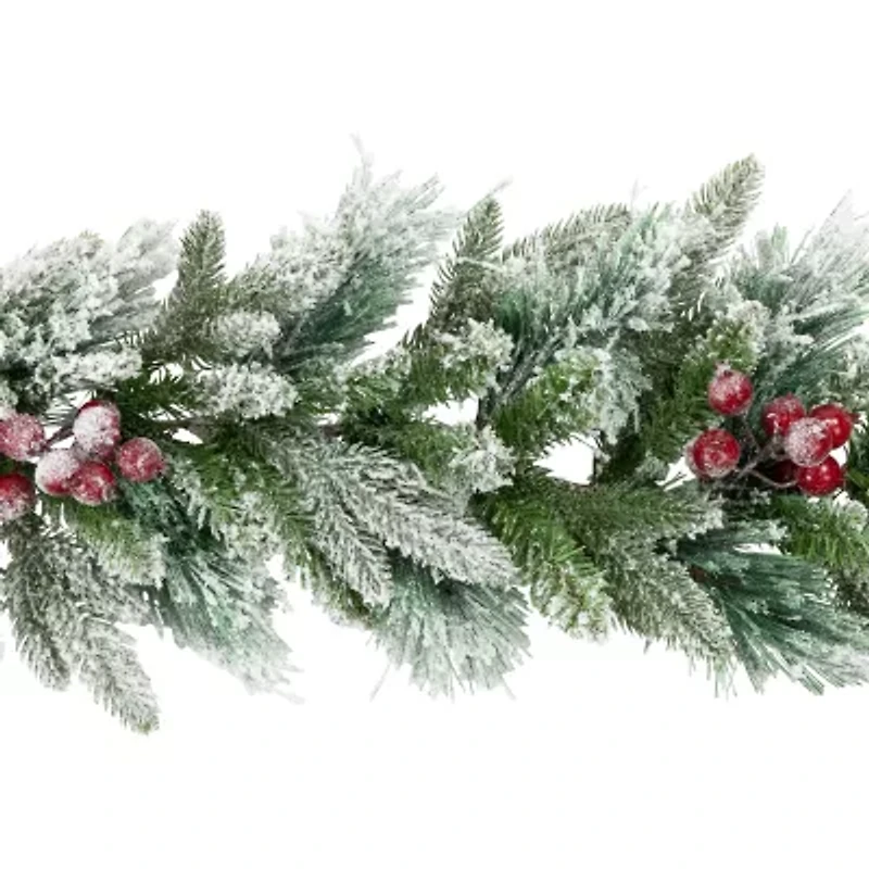Northlight Flocked Calloway Fir With Berries - 7ft X 12in - Unlit Christmas Indoor Garland
