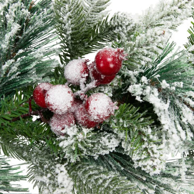 Northlight Flocked Calloway Fir With Berries - 7ft X 12in - Unlit Christmas Indoor Garland