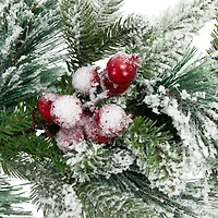 Northlight Flocked Calloway Fir With Berries - 7ft X 12in - Unlit Christmas Indoor Garland
