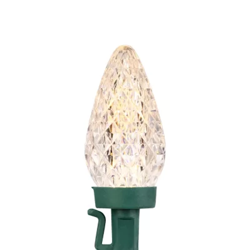 Northlight 100ct Warm White Led Faceted C9 66ft Green Wire String Lights