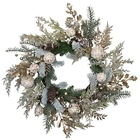 Northlight Glittered Mixed Foliage With - 24in - Unlit Wreath
