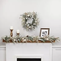 Northlight Glittered Mixed Foliage With - 24in - Unlit Wreath