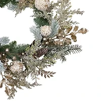 Northlight Glittered Mixed Foliage With - 24in - Unlit Wreath
