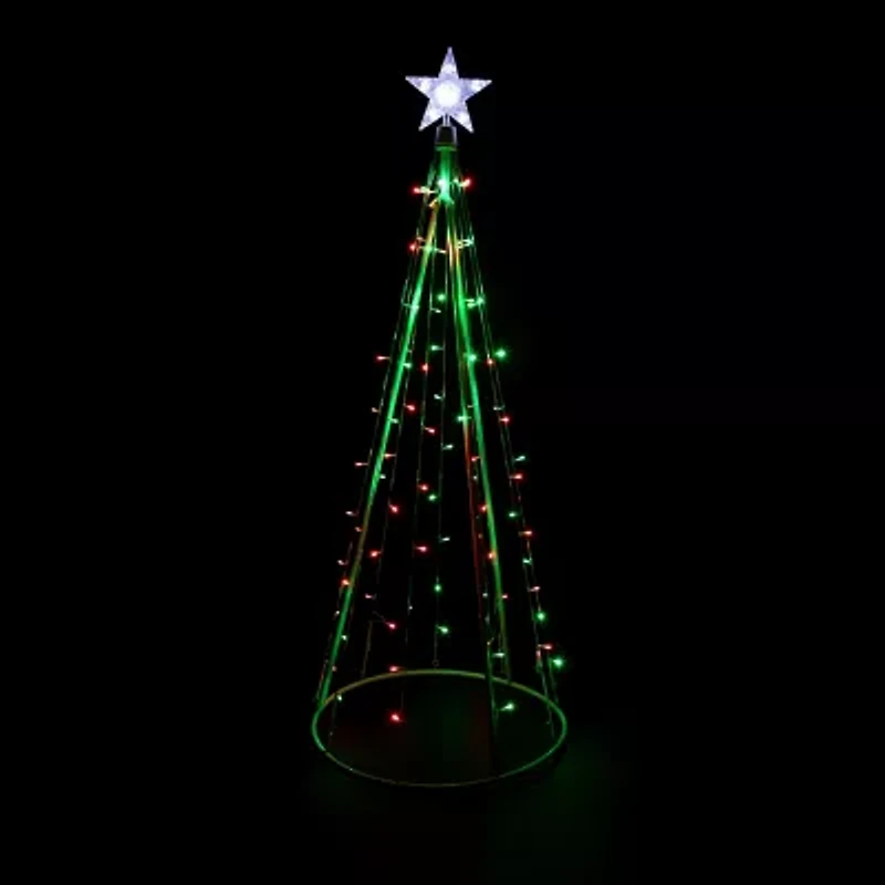 Northlight Led Lighted Twinkle Cone Tree - 5ft - Red And Green Lights Christmas Yard Art
