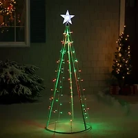 Northlight Led Lighted Twinkle Cone Tree - 5ft - Red And Green Lights Christmas Yard Art