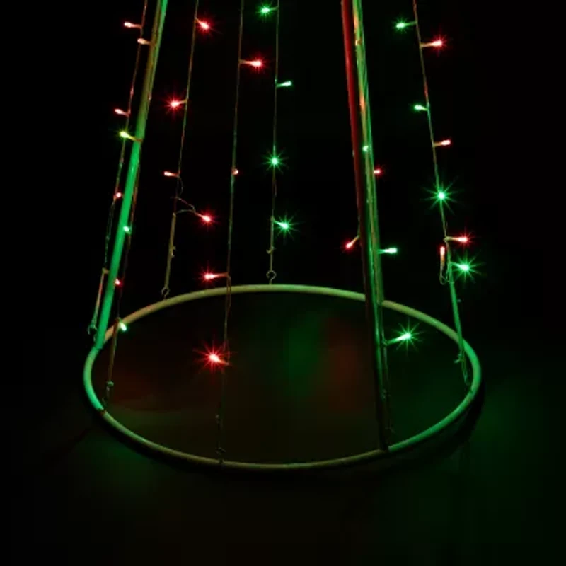 Northlight Led Lighted Twinkle Cone Tree - 5ft - Red And Green Lights Christmas Yard Art