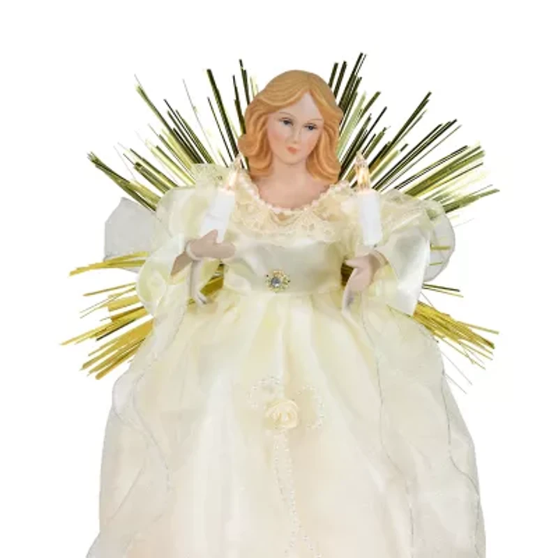 Northlight Angel With Lighted - 10.5in - Gold - Clear Lights Christmas Tree Topper