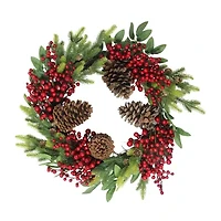 Northlight Real Touch™ Pinecone And Berry - 22in - Unlit Wreath