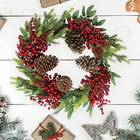 Northlight Real Touch™ Pinecone And Berry - 22in - Unlit Wreath