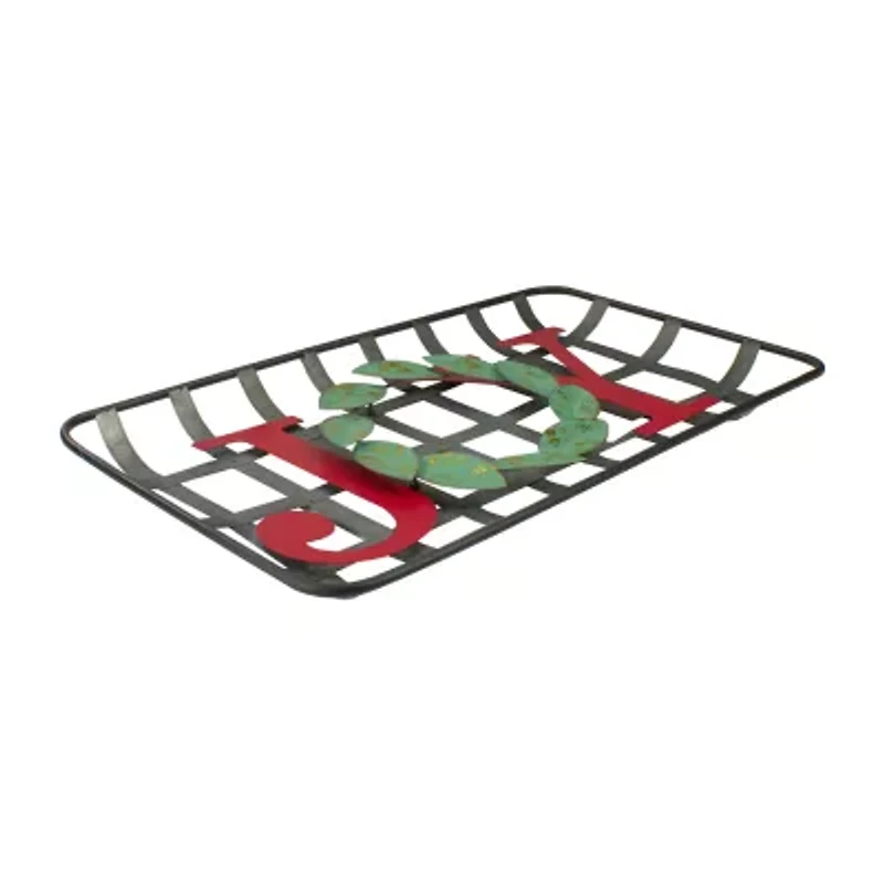 Northlight 24in Red And Green "Joy" Rustic Tobacco Basket Christmas Tabletop Decor
