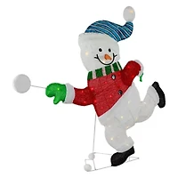 Northlight Lighted Snowman With Snowball - 36.25in - Clear Lights Christmas Yard Art