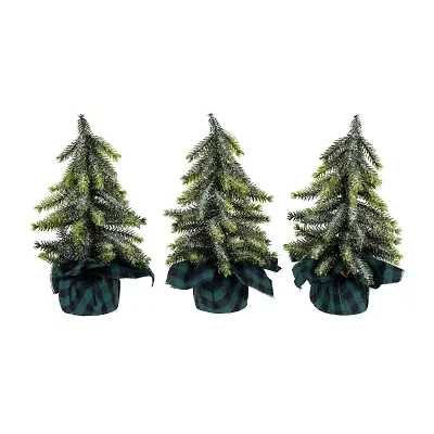 Northlight Mini Iced Downswept Pine - 9in - Set Of 3 Pine Christmas Tree