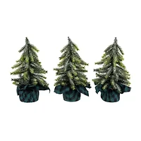 Northlight Mini Iced Downswept Pine - 9in - Set Of 3 Pine Christmas Tree