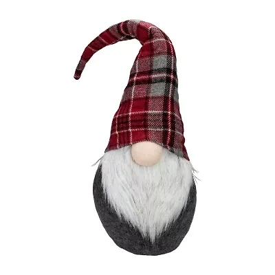 Northlight Plaid Bendable Hat Sitting - 25in - Red And Gray Christmas Gnome