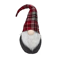 Northlight Plaid Bendable Hat Sitting - 25in - Red And Gray Christmas Gnome