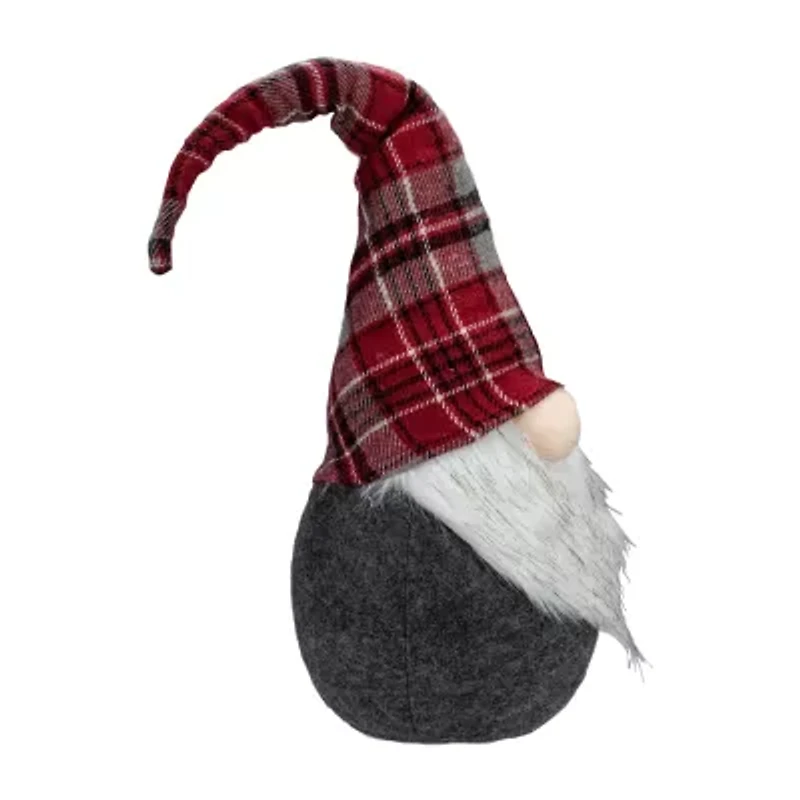 Northlight Plaid Bendable Hat Sitting - 25in - Red And Gray Christmas Gnome