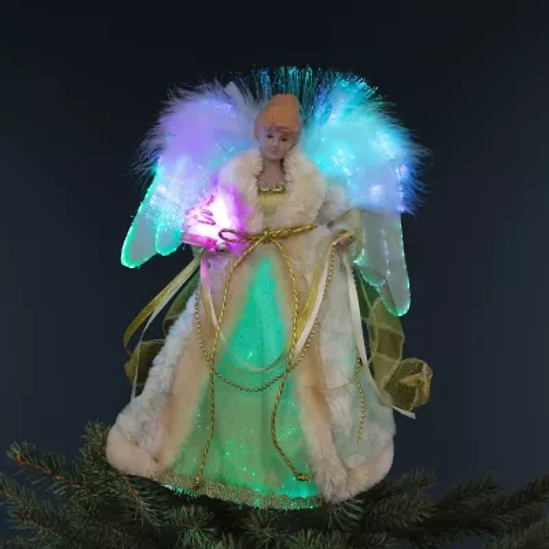 Northlight Color-Changing Fiber Optic Angel - 12in - Gold Christmas Tree Topper