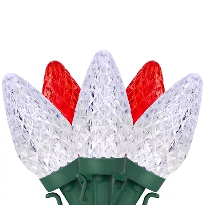 Northlight 100-Count Red And Pure White Faceted Led C9 66ft Green Wire String Lights