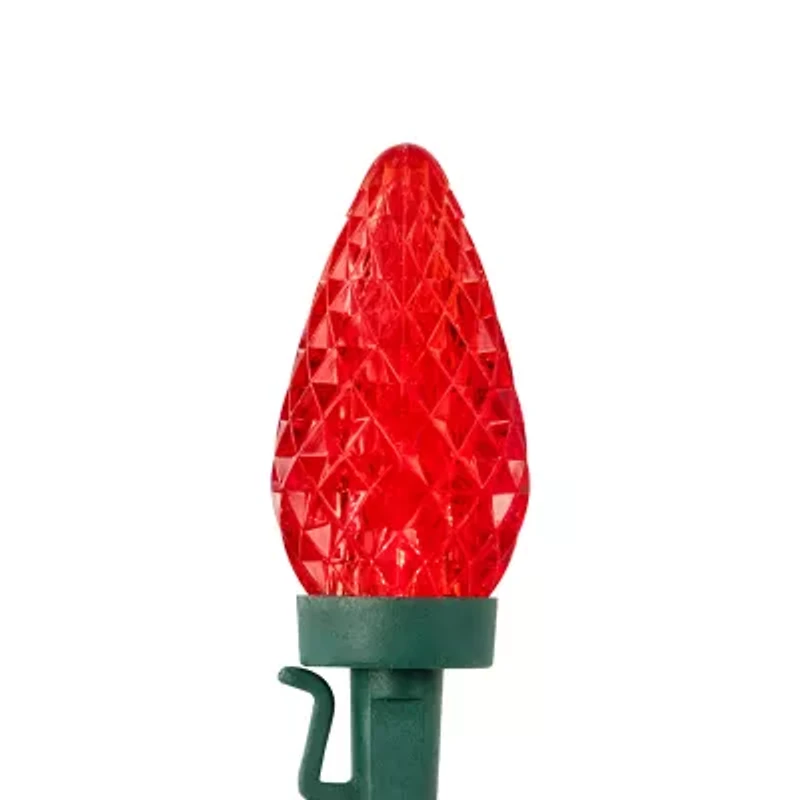 Northlight 100-Count Red And Pure White Faceted Led C9 66ft Green Wire String Lights
