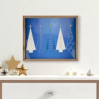 Northlight 17.75in Blue And White Trees Wooden Framed Wood Wall Art