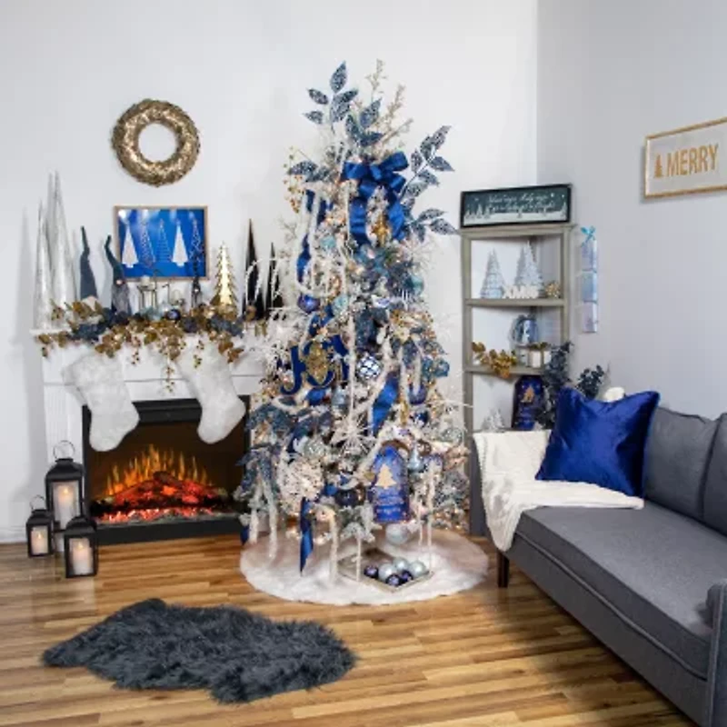 Northlight 17.75in Blue And White Trees Wooden Framed Wood Wall Art