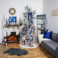 Northlight 17.75in Blue And White Trees Wooden Framed Wood Wall Art