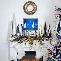 Northlight 17.75in Blue And White Trees Wooden Framed Wood Wall Art