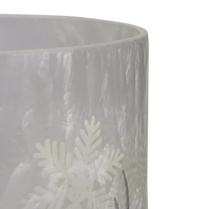Northlight 10in Deer Pine And Snowflakes Hand Painted Candle Holder