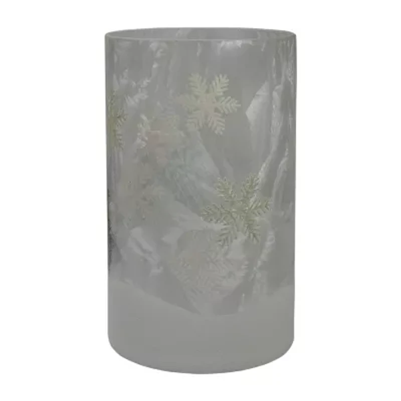 Northlight 10in Deer Pine And Snowflakes Hand Painted Candle Holder