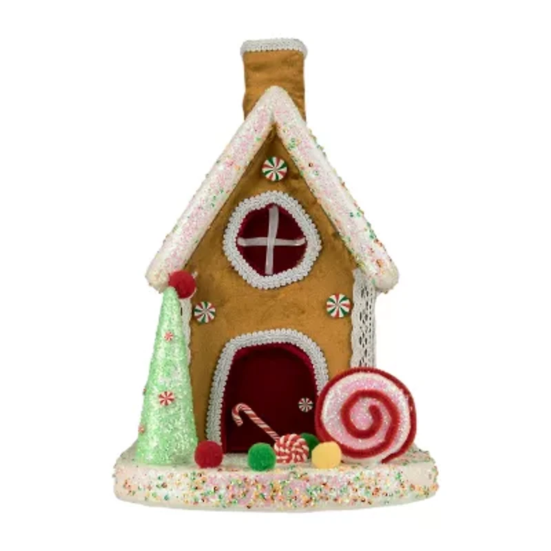 Northlight Gingerbread Glitter Candy House - 13in Gingerbread House