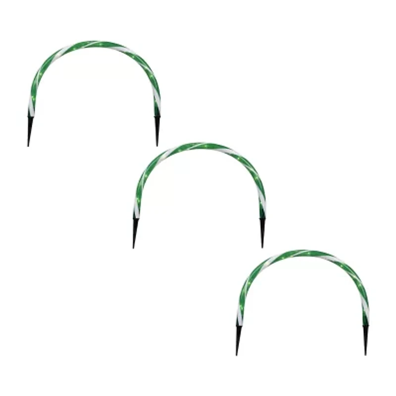 Northlight Candy Cane Arch Pathway Markers - Green - Set Of 3 Christmas Yard Art
